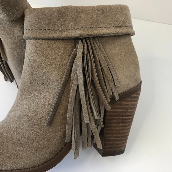 Jessica Simpson Callaghan Ankle Boots Suede Fringe Heeled  Zipper Booties Size 7 - Picture 11 of 14